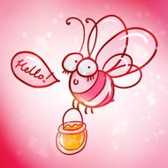 cute cartoon bee with bucket of honey N3