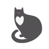 Cute black cat with white heart on chest N2