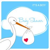 stork is carrying a baby! the announcement on fluffy cloud N2