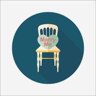 wedding marry me shape pillow flat icon with long shadow N2