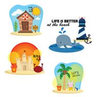 Beach Cartoon Vector Set