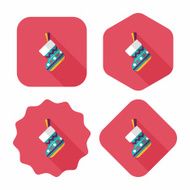 Christmas stocking flat icon with long shadow eps10 N85