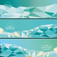 set of three geometric winter banner