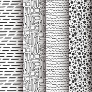 Set of 4 simple doodle seamless patterns N2
