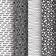 Set of 4 simple doodle seamless patterns N3