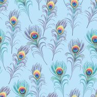 Peacock feathers cyan seamless vector print