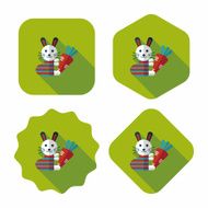 Rabbit with carrot flat icon long shadow eps 10 N14