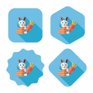 Rabbit with carrot flat icon long shadow eps 10 N16