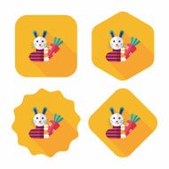 Rabbit with carrot flat icon long shadow eps 10 N17