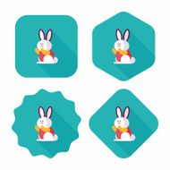 Rabbit flat icon with long shadow eps 10 N14