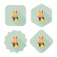 Rabbit flat icon with long shadow eps 10 N15