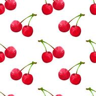 Seamless pattern with watercolor cherry N5