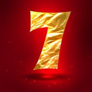 Figure 7 made of shiny golden crumpled foil N2
