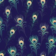 Peacock feathers navy seamless vector print