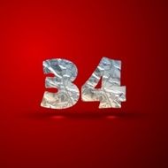 vector set of aluminum or silver foil numbers 3 4