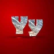 vector set of aluminum or silver foil letters Letter Y