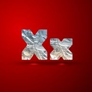 vector set of aluminum or silver foil letters Letter X
