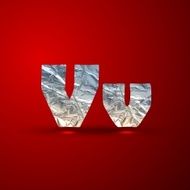 vector set of aluminum or silver foil letters Letter V