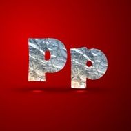 vector set of aluminum or silver foil letters Letter P