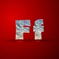 vector set of aluminum or silver foil letters Letter F