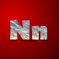 vector set of aluminum or silver foil letters Letter N