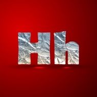 vector set of aluminum or silver foil letters Letter H