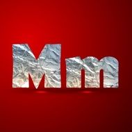 vector set of aluminum or silver foil letters Letter M