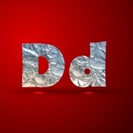 vector set of aluminum or silver foil letters Letter D