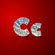 vector set of aluminum or silver foil letters Letter C