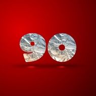 vector set of aluminum or silver foil numbers 9 0