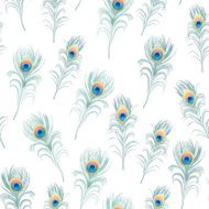 Peacock feathers cyan seamless vector print N2