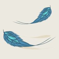 Colorful hand drawn feathers isolated