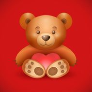 Cute teddy bear on dark red background N2