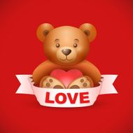 Teddy love bear on dark red background N2