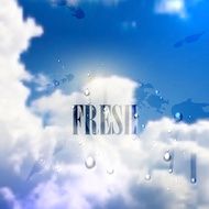 abstract background of blue sky and clouds with water splashes