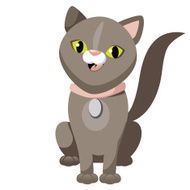 Cute cartoon cat isolated on white