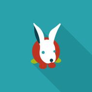Pet rabbit flat icon with long shadow eps10 N19