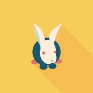 Pet rabbit flat icon with long shadow eps10 N21