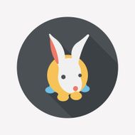 Pet rabbit flat icon with long shadow eps10 N22