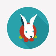 Pet rabbit flat icon with long shadow eps10 N23