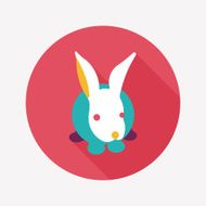 Pet rabbit flat icon with long shadow eps10 N24