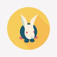 Pet rabbit flat icon with long shadow eps10 N25