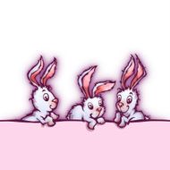 Vector banner with cute cartoon rabbits N2