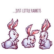 Set of cartoon cute rabbits Vector illustration N3