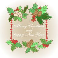 Christmas frame in retro style on of kraft