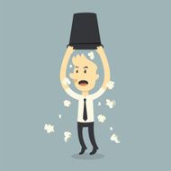 Businessman stress with crumpled papers