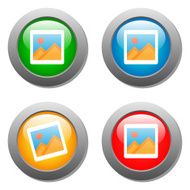 Photo icon on set of glass buttons