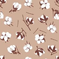 Cotton bolls beige seamless vector pattern EPS10 file