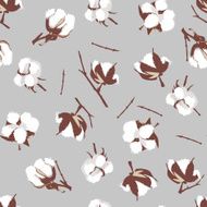 Cotton bolls gray seamless vector pattern EPS10 file