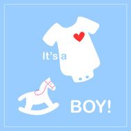 newborn bodysuit with a small rocking horse on blue background